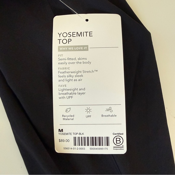 Athleta Yosemite Top Longsleeve Crewneck Women’s Medium Black Mesh Active - Picture 9 of 13